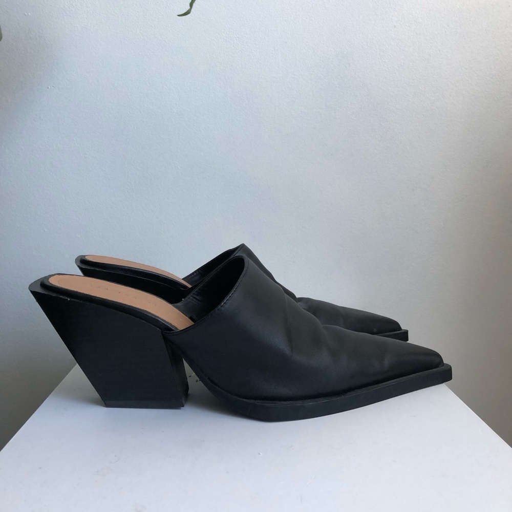 Zara Leather Mules with Cowboy Heels